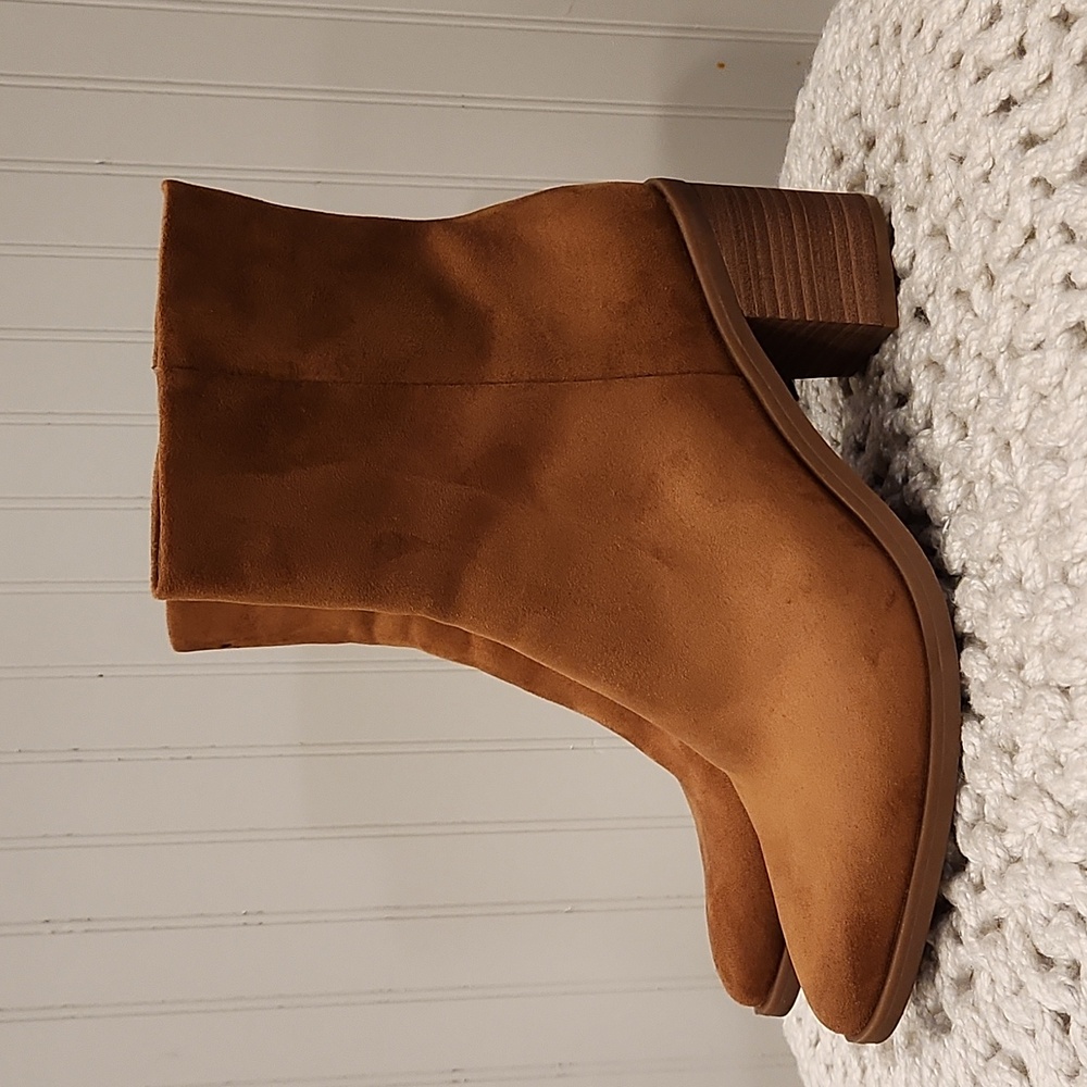 Camel Suede Booty Boots